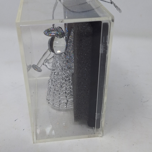 Vintage Unique Treasure Hand Spun Glass Angel Silver Glitter Christmas Ornament - Picture 5 of 8